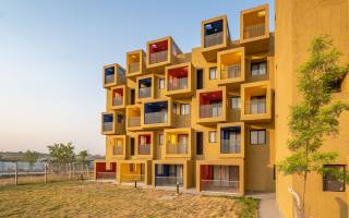 studio apartments, composition of coloured cuboids, Karnataka, indie