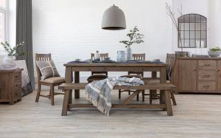 Dining Table, Oak Bench, Scandinavian style dining room interior