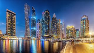 the city, lights, Dubai, UAE