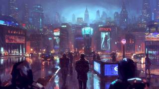 cyberpunk, the city, people