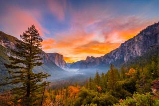 USA, Park, mountains, autumn, landscape, Yosemite, fog, California, nature, mountain, autumn, Park, States, America, fog