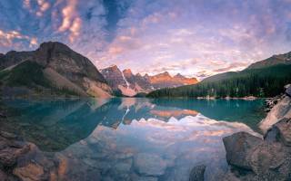 канада, горы, озеро, отражение, пейзаж, парк, Национальный парк Банф