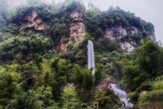 mountains, waterfall, China